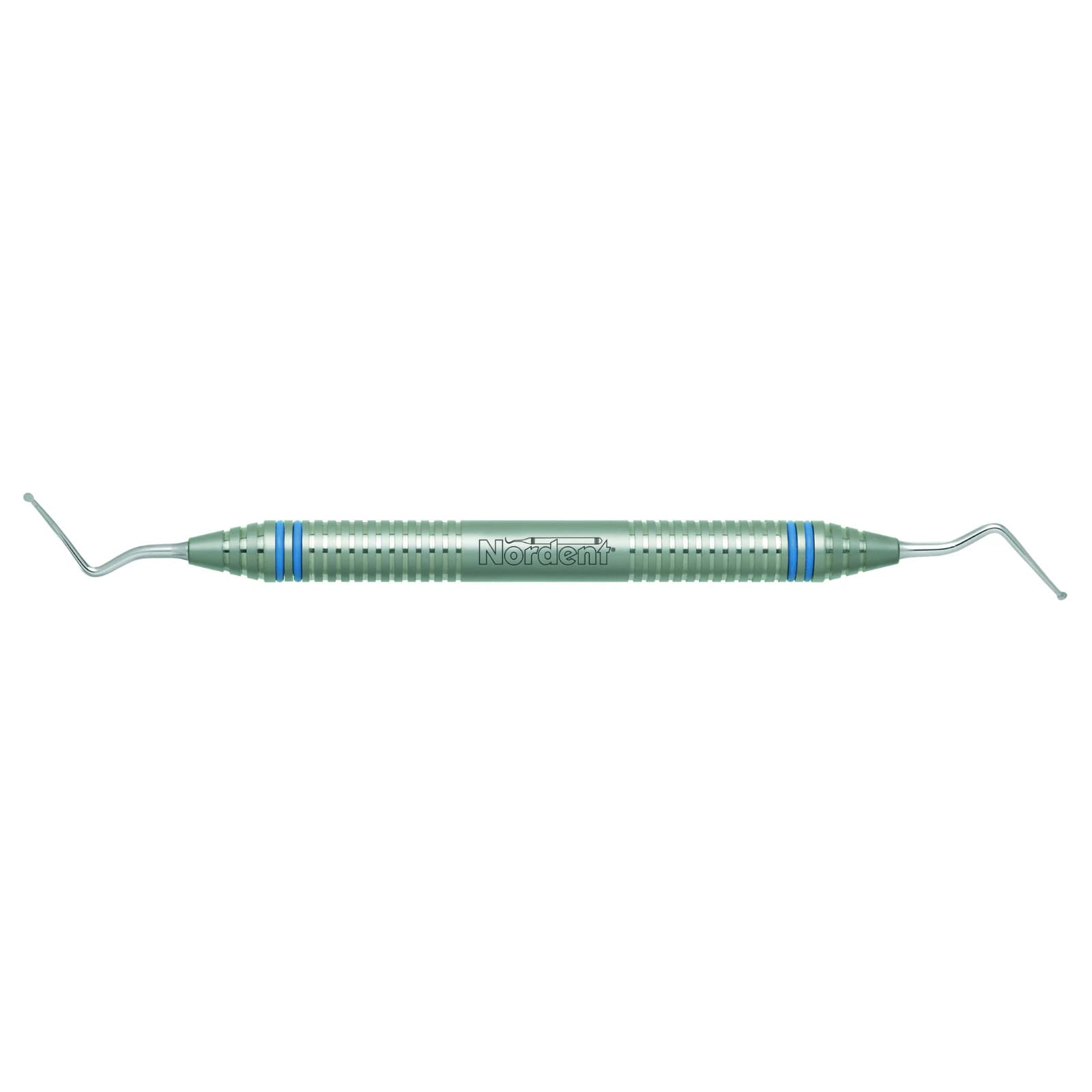 Nordent #32L Spoon Shaped Long Shank Double End Endodontic Excavator, 1.6mm, DuraLite ColorRings Handle, Stainless Steel - Excavator DE #32L DuraLite ColorRings Handle - Image 1