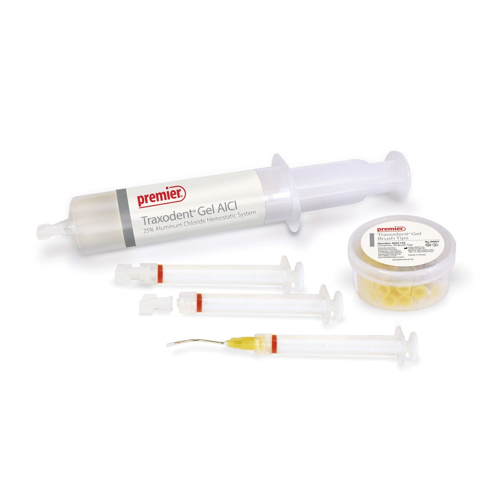 Premier Traxodent Gel AlCl Starter Kit, 25% Aluminum Chloride Hemostatic System, 30 mL Bulk Syringe with 20 Brush Tips, 20 x 1.2 mL Syringes & Caps, Docking Port, 9007101 thumbnail 3