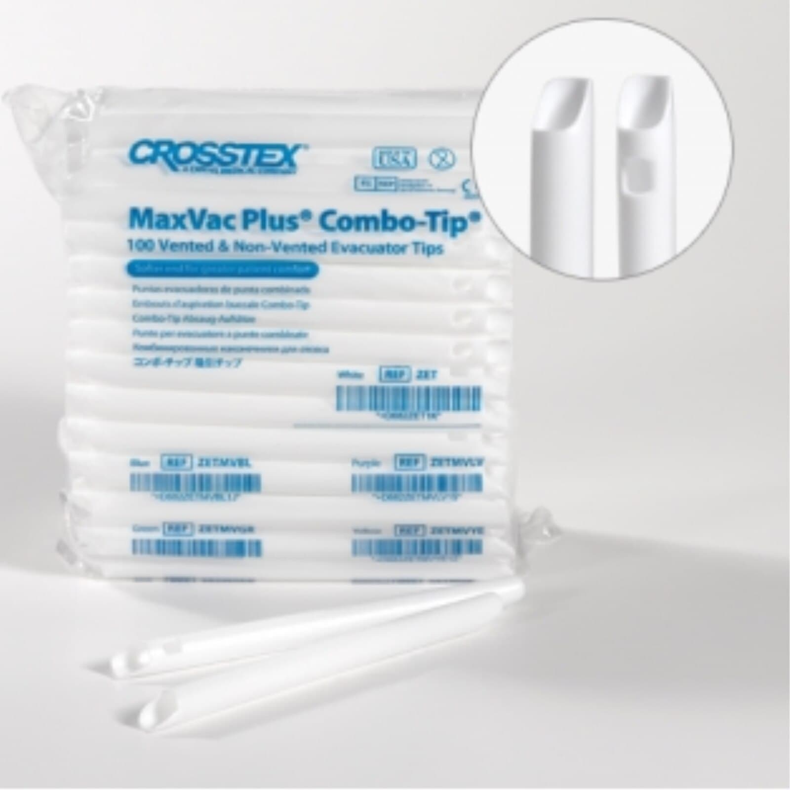 Crosstex MaxVac Plus Combo-Tip HVE Evacuator Tips, White, 100/Pk, ZET thumbnail 7