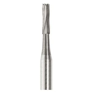 SS White #57L Straight Fissure Flat End Plain Carbide Bur, FG (Friction Grip), 1.0 mm Head Diameter, 5.0 mm Head Length, 100/Pkg - Standard Operatory Carbide Burs – FG - Straight Fissure Flat End, # 57L, 1.0 mm Diameter, 5.0 mm Length, 100/Pkg - Image 1