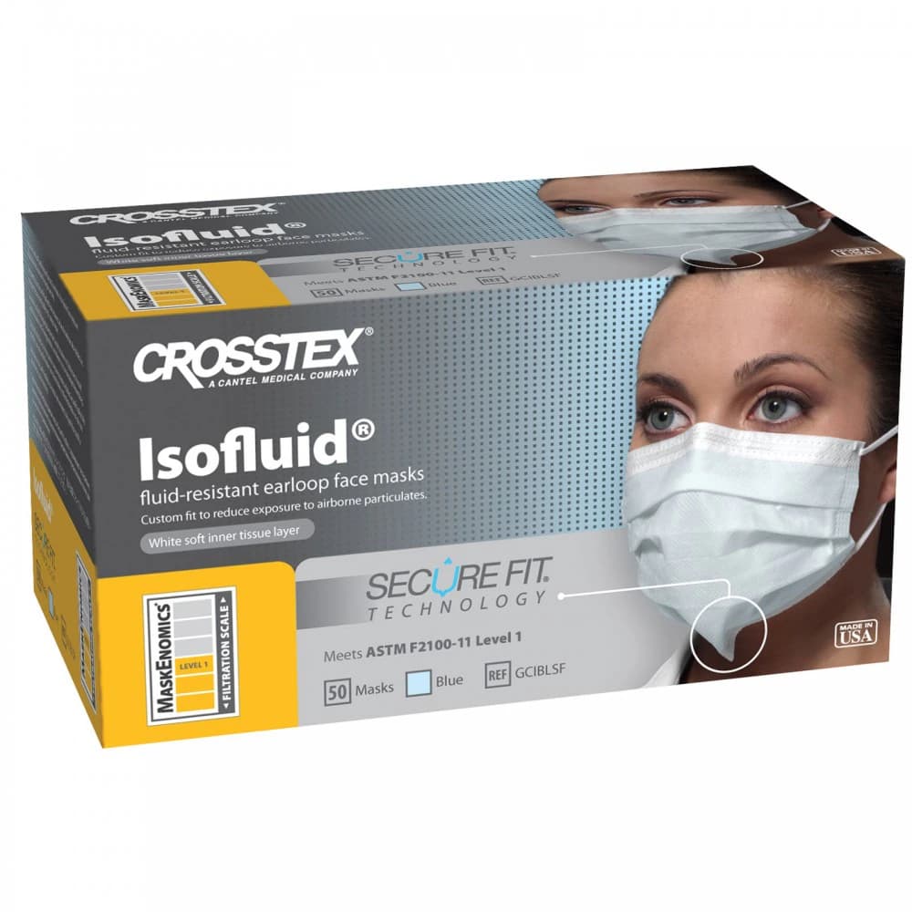 Isofluid™ Earloop Mask with Secure Fit™ Technology, ASTM Level 1, Blue, 50/Box, GCIBLSF thumbnail 11