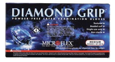 Microflex Diamond Grip MF-300 Powder-Free Latex Exam Gloves, Large, Natural, 100/Box, MF-300-L thumbnail 9