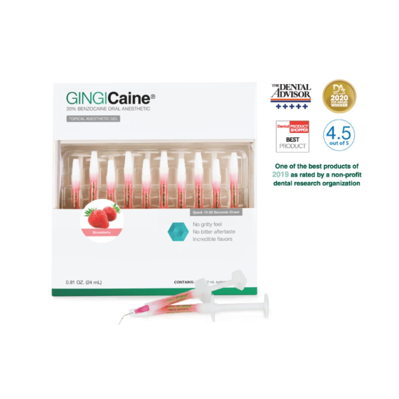 GINGICaine Topical Anesthetic Gel Syringe Kit, Strawberry, 20% Benzocaine, 1.2 mL, 20/Pk, 20118S thumbnail 14