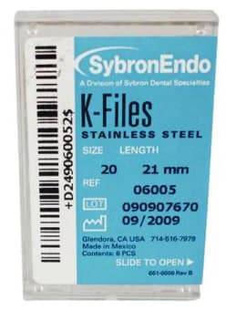 Kerr K-Files, Stainless Steel, 21 mm, #20, Yellow, 6/Pkg, 06005 thumbnail 12
