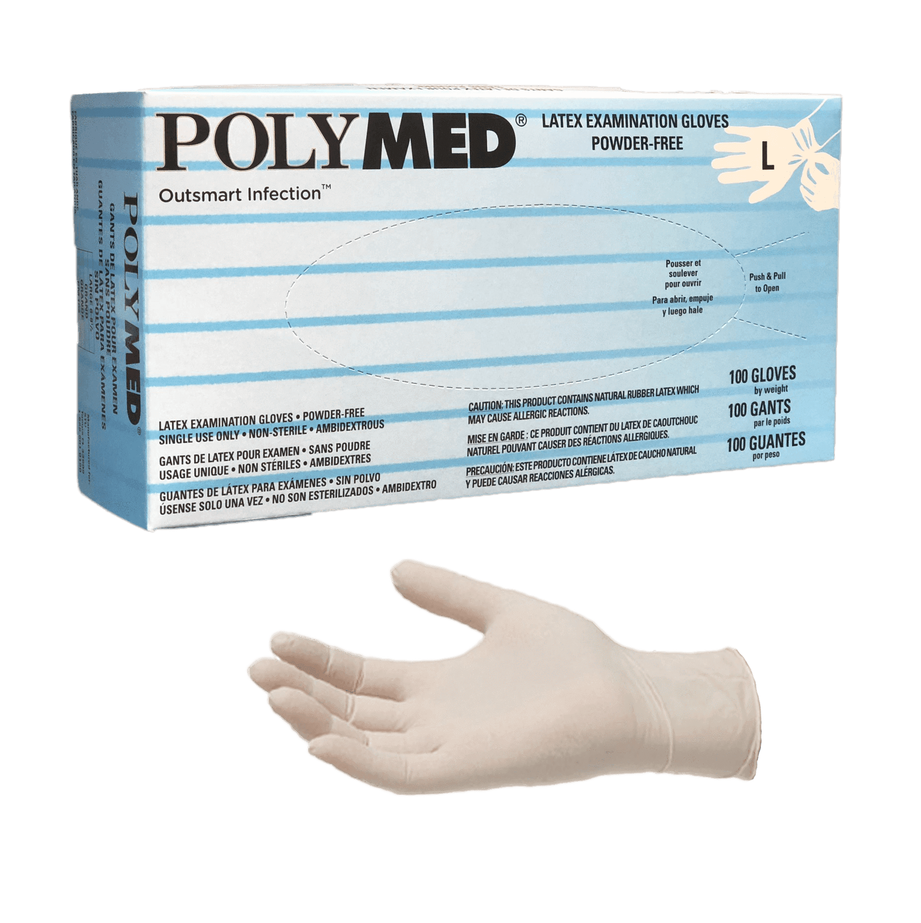 Sempermed Polymed Powder-Free Latex Exam Gloves, Small, Natural White, 100/Bx, PM102 thumbnail 8