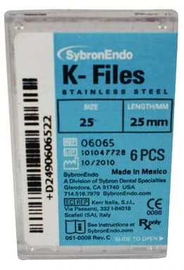 Kerr K-Files, Stainless Steel, 25 mm, #25, Red, 6/Pk, 06065 thumbnail 12