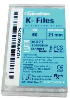 Kerr SybronEndo K-Files, Stainless Steel, 21 mm, #60, Blue, 6/Pk, 06023 thumbnail 8