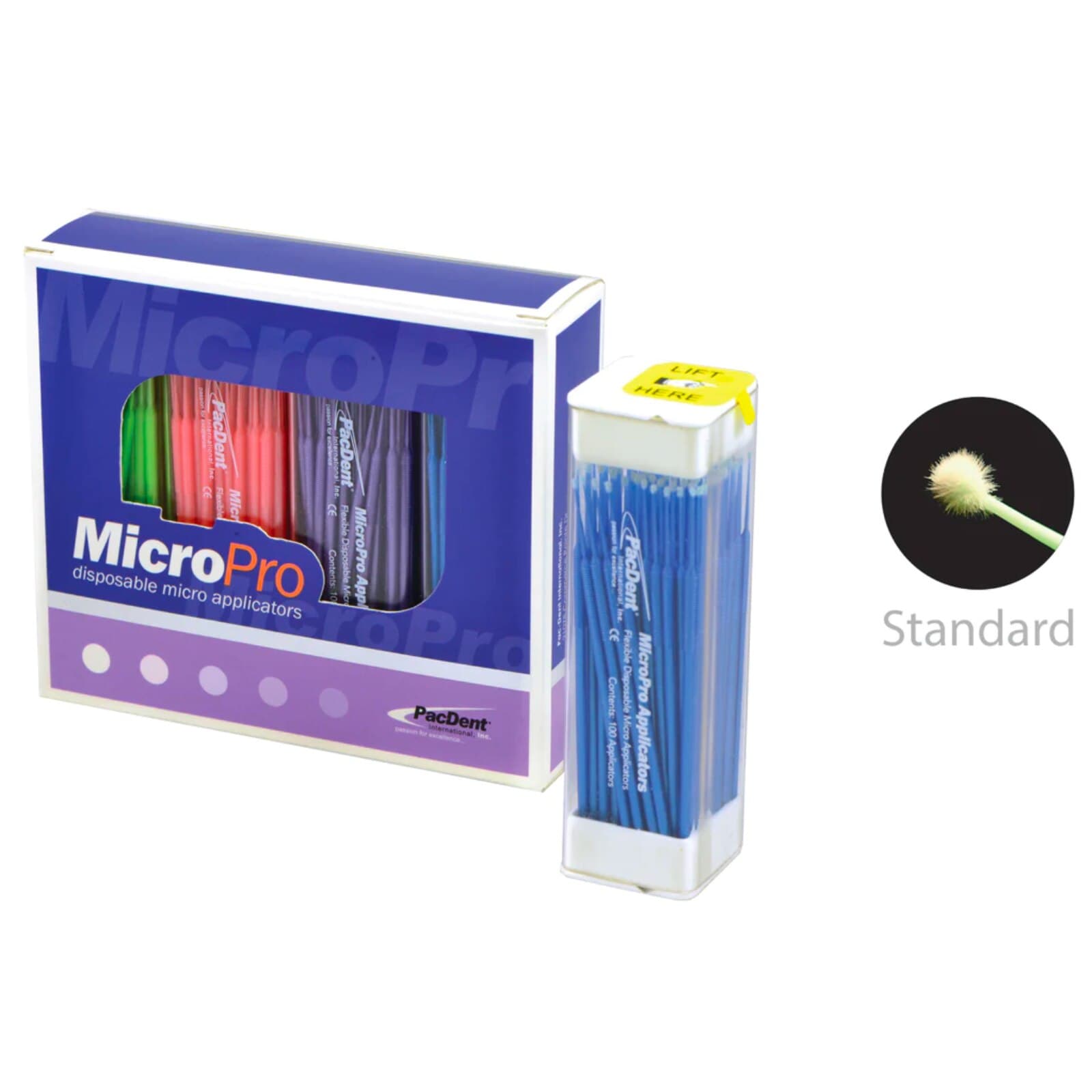 Pac-Dent MicroPro Disposable Micro Applicators, Standard 2.0mm, Non-Linting Fiber Ball Ends, Assorted Colors, 400/Pk, 901 thumbnail 2