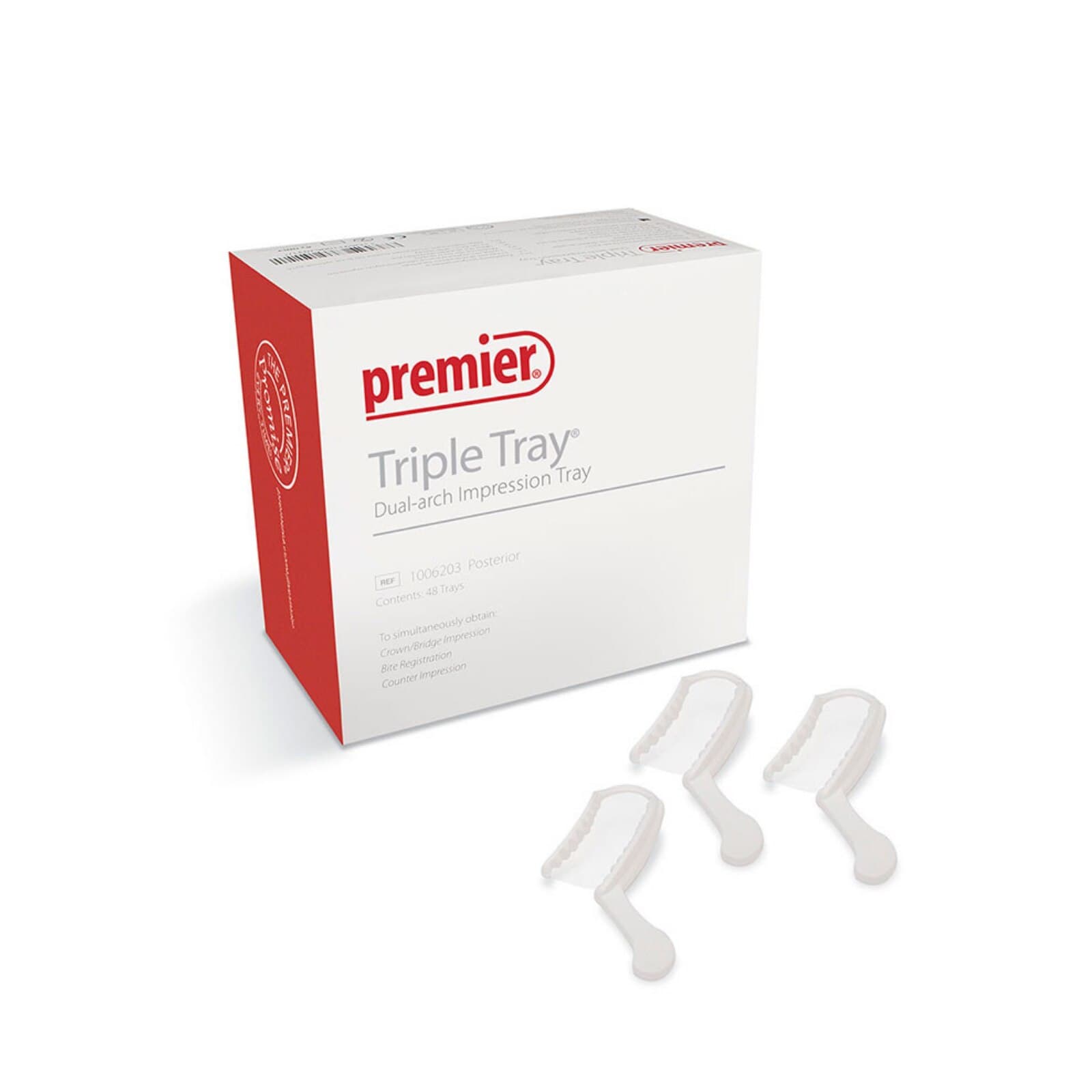 Premier Triple Tray Impression Trays, Three-Quarter Arch, 35/Pk, 1006273 thumbnail 3