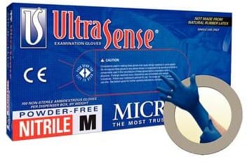Microflex UltraSense US-220 Nitrile Exam Gloves, Powder-Free, Non-Sterile, Textured Fingers, Blue, Medium, 100/Box thumbnail 8