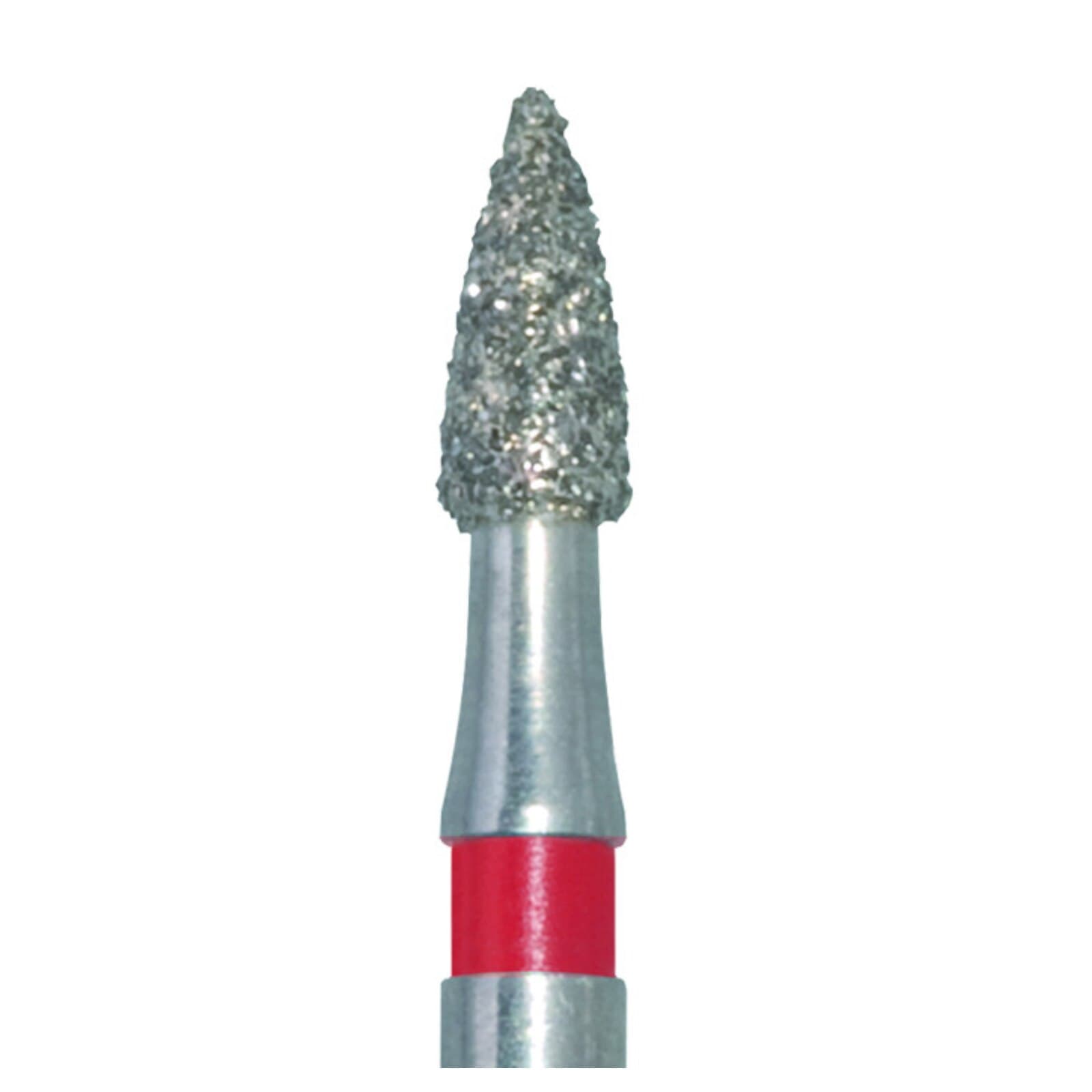 Meisinger 895F-016-FG Fine Diamond Bur, Short Flame, Friction Grip, 1.6 mm Head, 3.5 mm Working Length, Red Ring, 5/Pack thumbnail 4