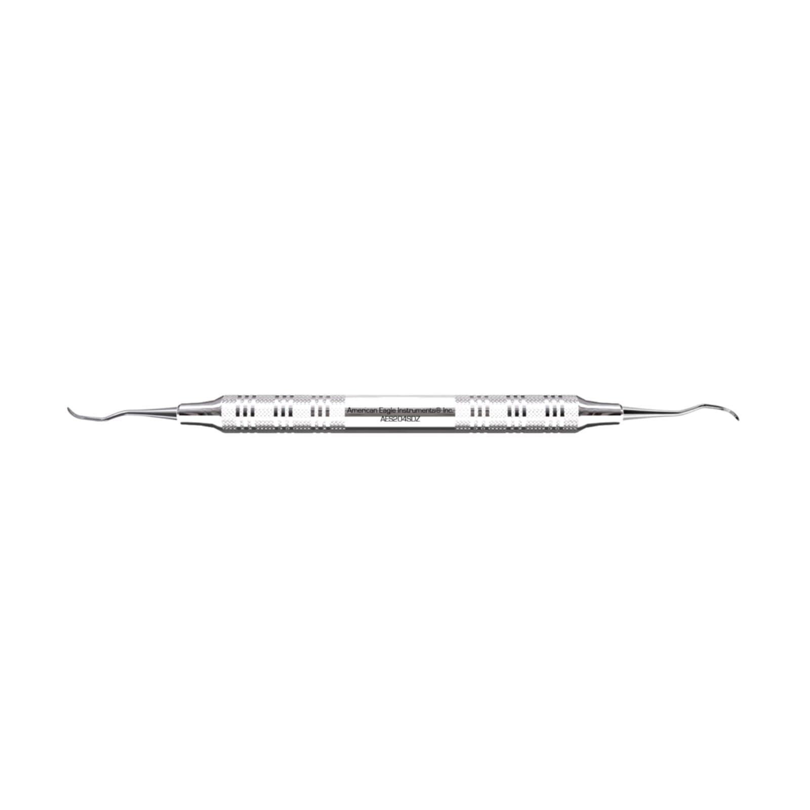 Sickle Scaler #204SD, Posterior Distal, Double End, EagleLite Stainless Steel Handle, 3/8", Talon Tough Stainless Steel, 1/Pk, AES204SDZ thumbnail 3