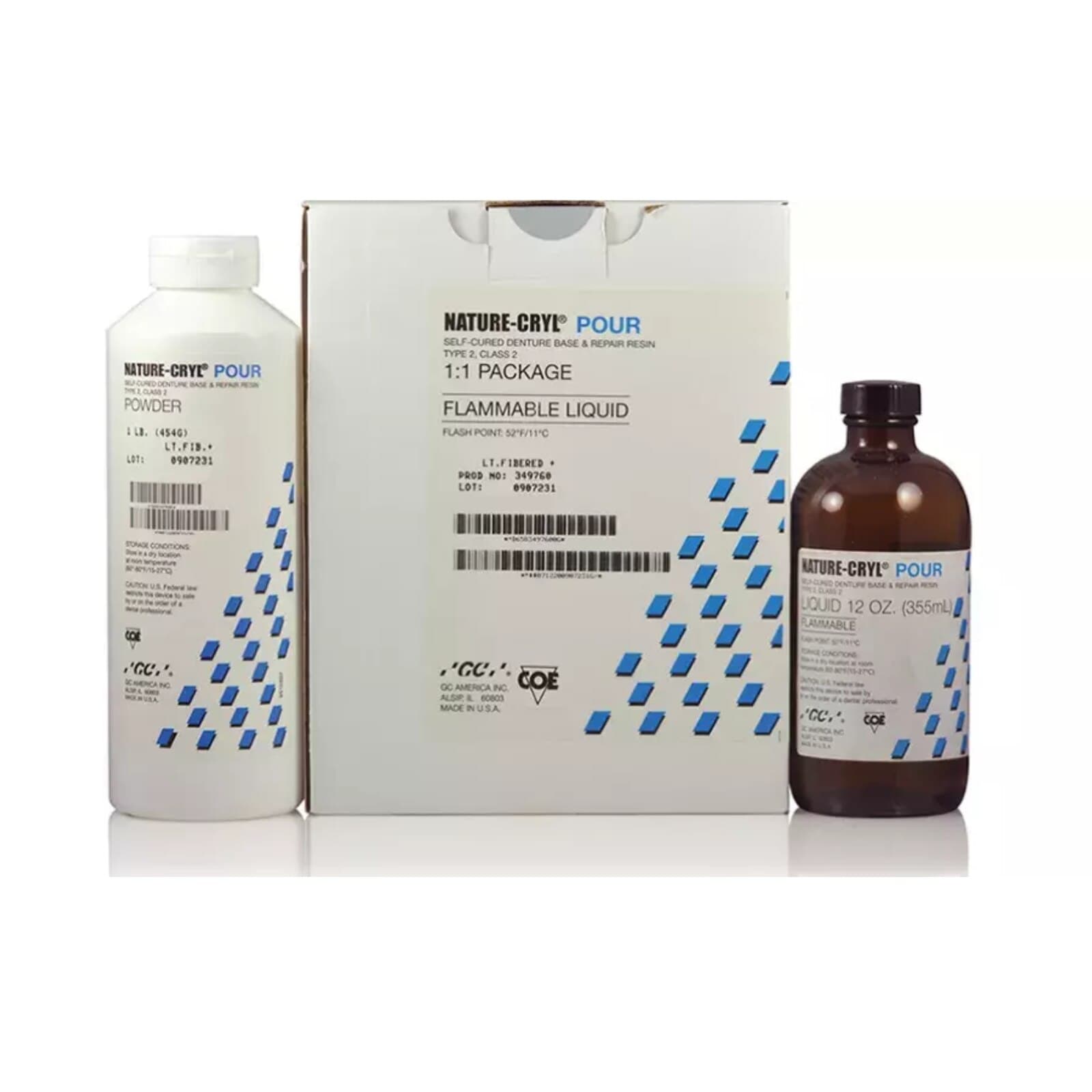 GC America Nature-Cryl Pour 1:1 Package, COE-LOR Mild, 1 lb Powder + 300 mL Liquid, 349833 thumbnail 3
