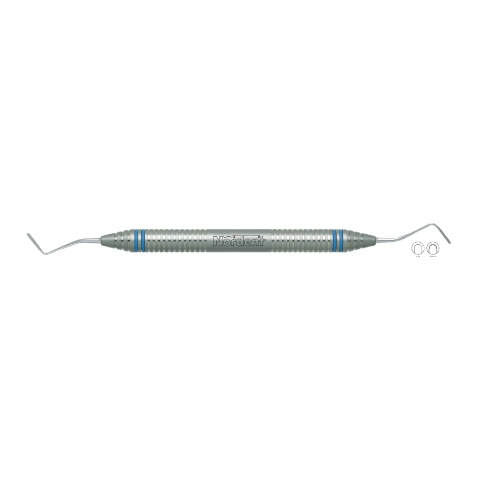 Nordent Gingival Cord Packing Instrument #N113, Double End, Serrated, 45 Degree Offset Blades, Medium Round Handle thumbnail 2