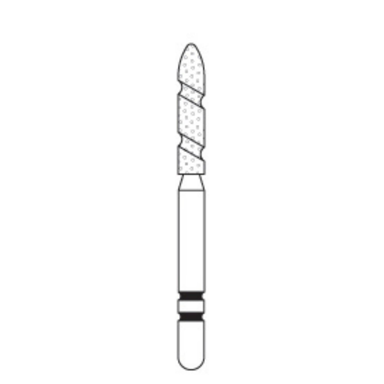 Two Striper TS2000 Diamond Bur, Coarse, Flame, Friction Grip, #2010.8, 1.6 mm Diameter, 8.0 mm Length, 5/Pkg, 2000108 thumbnail 2