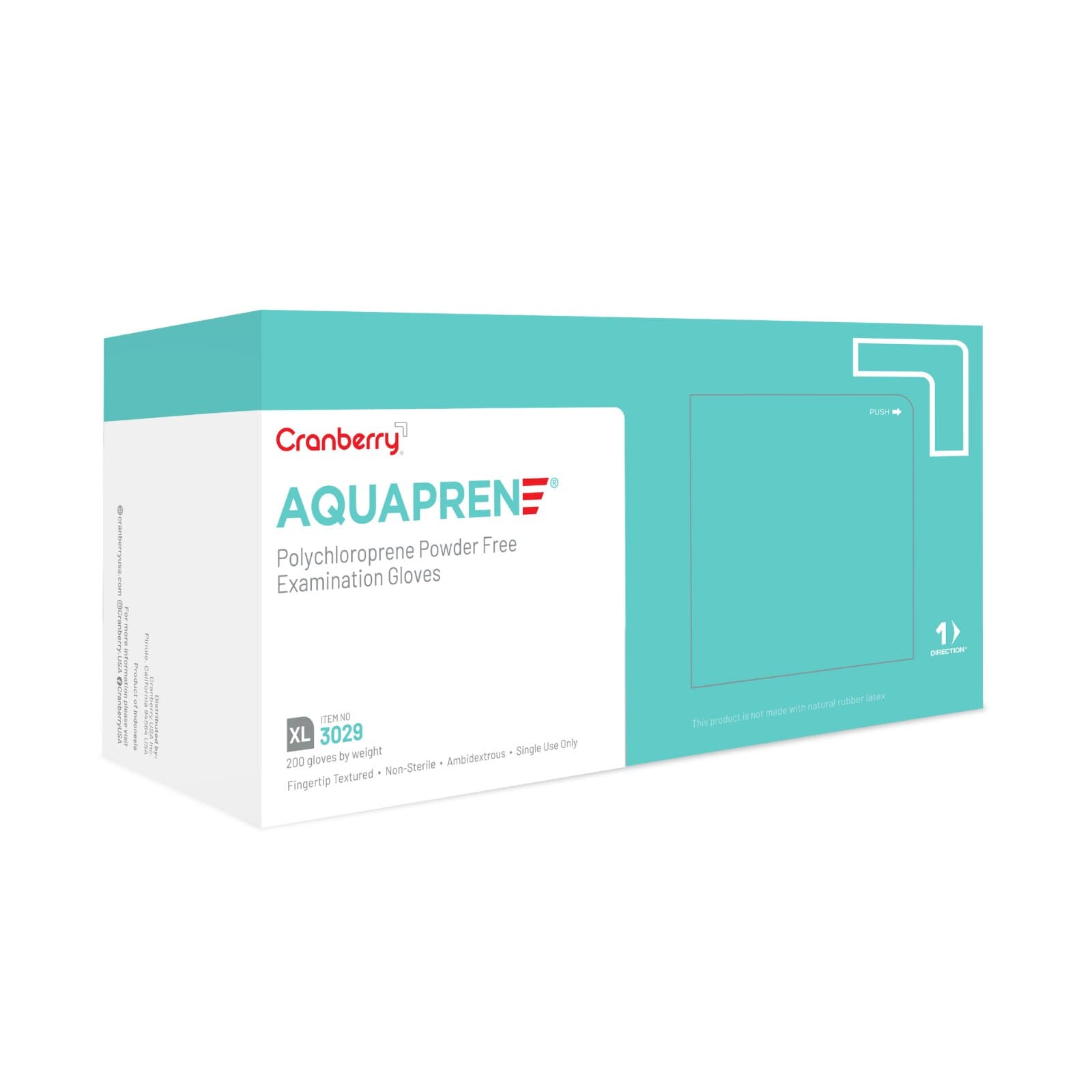 AquaPrene Chloroprene Powder-Free Exam Gloves, X-Large, Aqua Blue, 200/Box, CR3029 thumbnail 4