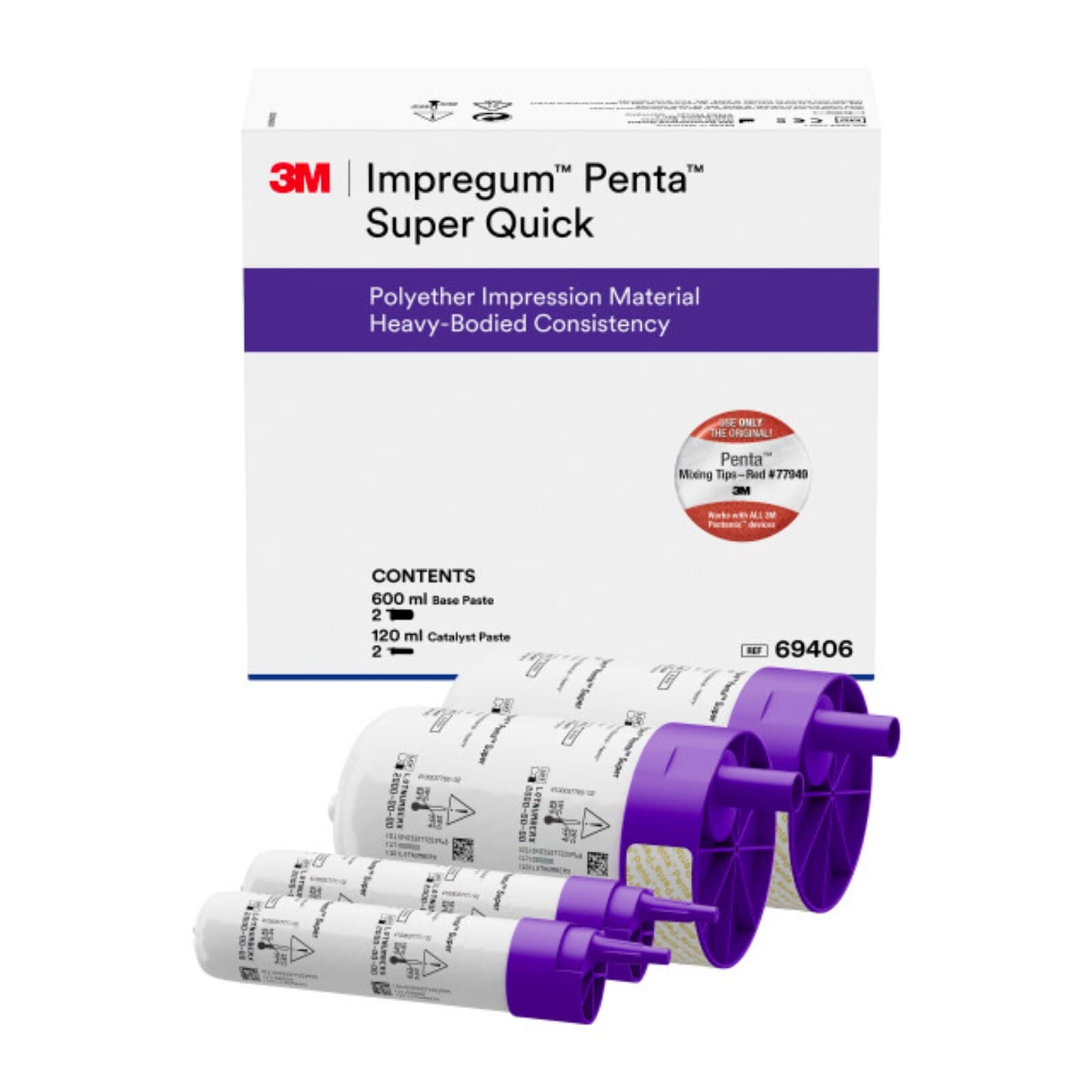 3M Impregum Penta Super Quick Polyether Impression Material, Heavy Body, Refill, 2 x 300 mL Base Paste + 2 x 60 mL Catalyst, 69406 thumbnail 3