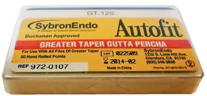 Kerr AutoFit GT Gutta Percha Points, Greater Taper, Size 12-S (.12S), 50/Pk, 972-0107 - AutoFit GT Gutta #12-S 50/Pk - Image 1