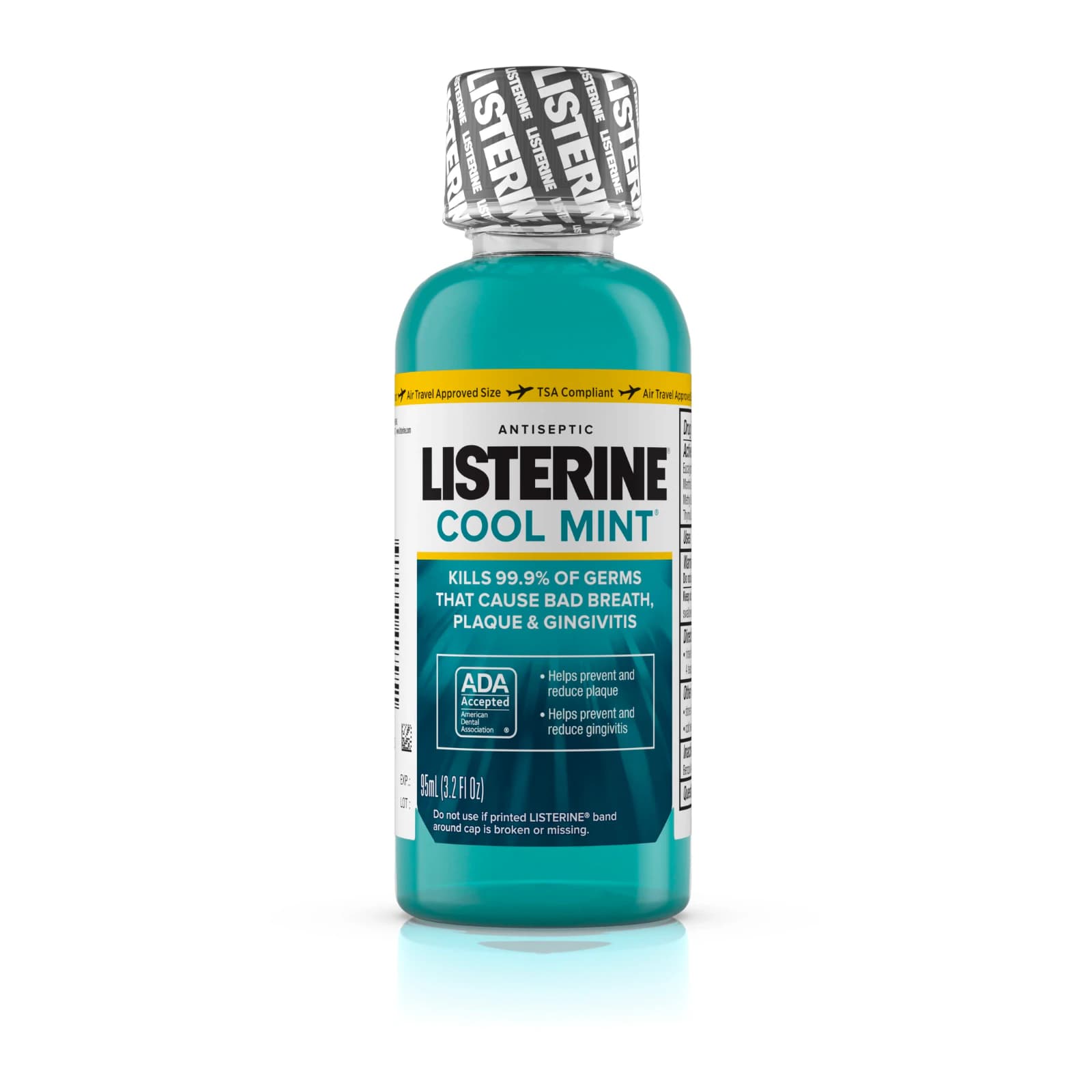 Listerine Cool Mint Antiseptic Mouthwash, 3.2 oz (95 ml), 24/Case, 42795 - Listerine Cool Mint Mouthwash 3.2oz 24/Case - Image 1