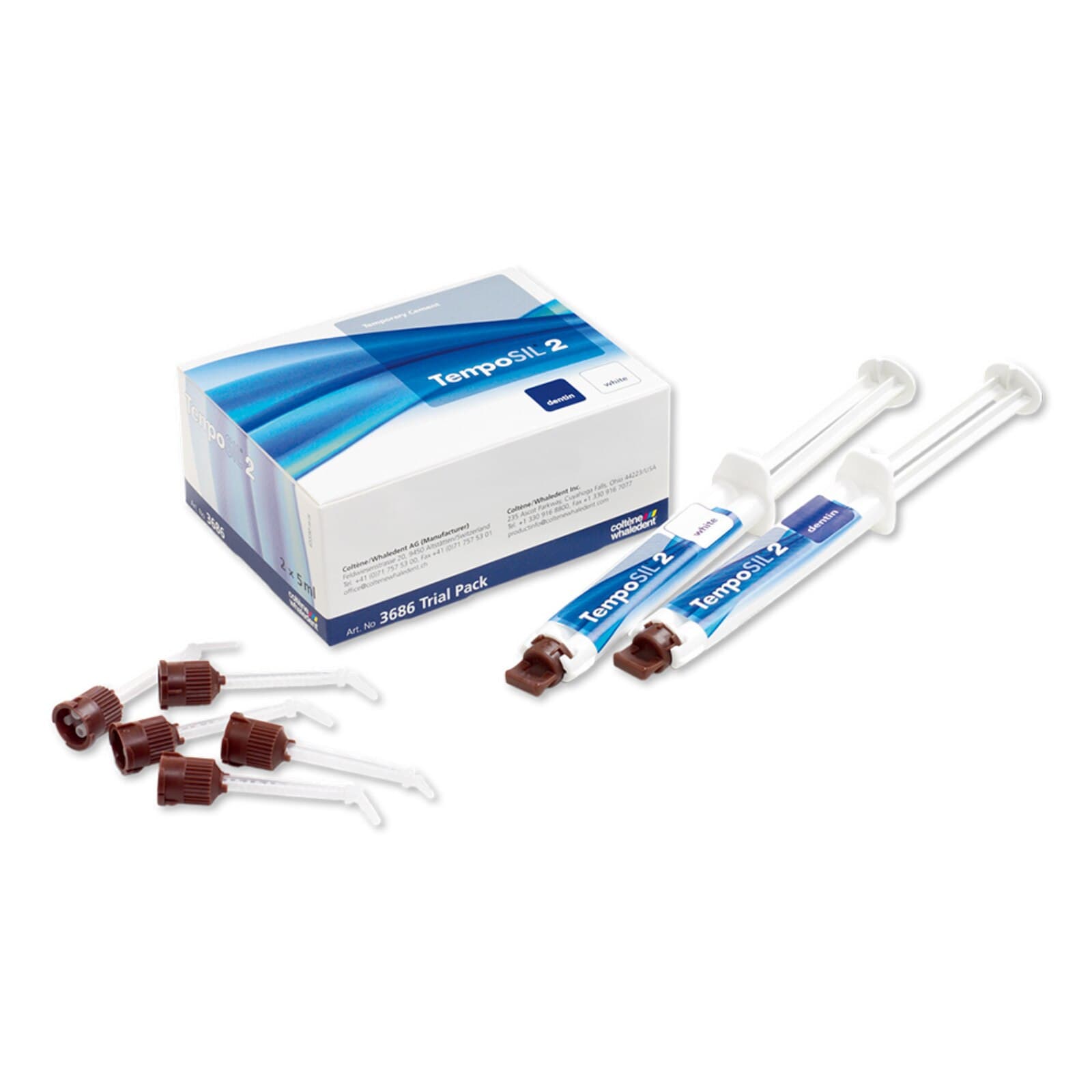 TempoSIL 2 Temporary Cement Trial Pack, White & Dentin, 2 x 5 ml Syringes with Mixing Tips, 3686 thumbnail 2