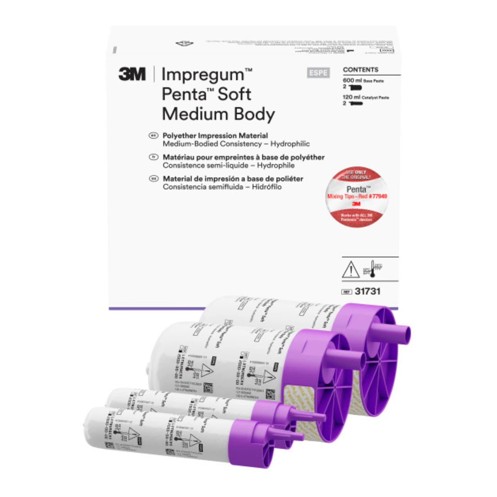 3M Impregum Penta Soft Medium Body Polyether Impression Material Refill, Medium Purple, 2-Pack, 31731 thumbnail 3