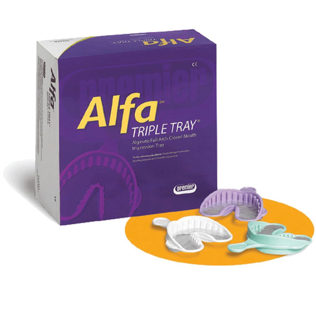 Alfa™ Triple Tray® Double Arch Impression Trays, Medium, White, 24/Box, 1006323 thumbnail 9