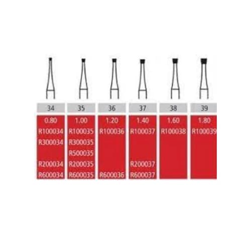 Alpen Carbide Bur #34 Inverted Cone FG, 0.8 mm Diameter, 100/Pack - Alpen Burs Carbide 100/Pk FG34 Inv Cone - Image 1