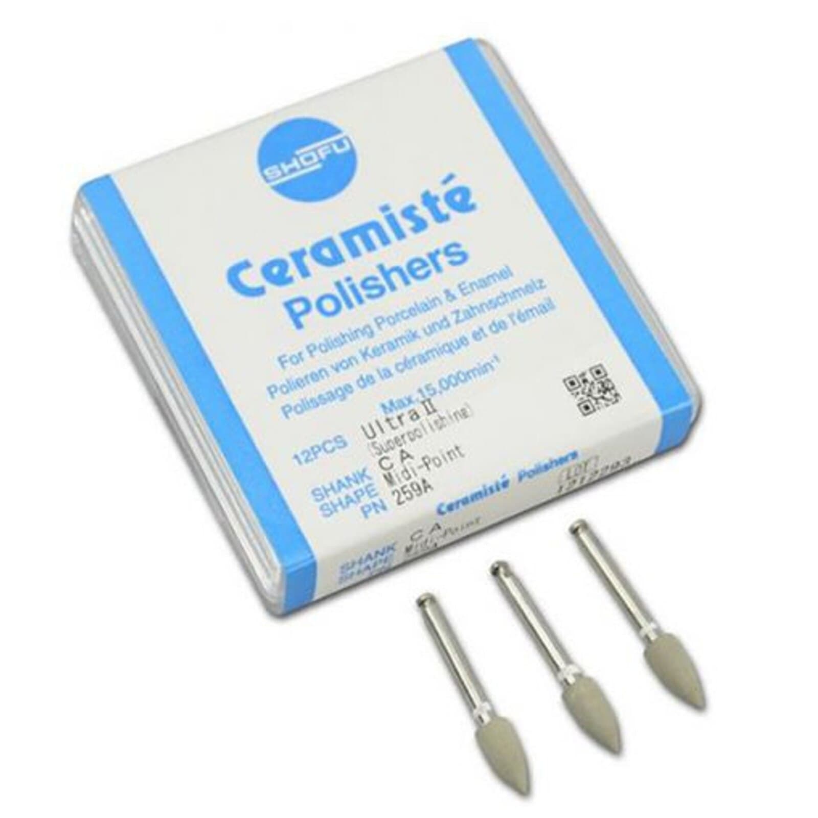 Shofu Ceramiste Ultra II CA Bullet Polisher, White Band, ISO #040, 12/Pk, 0257 thumbnail 2