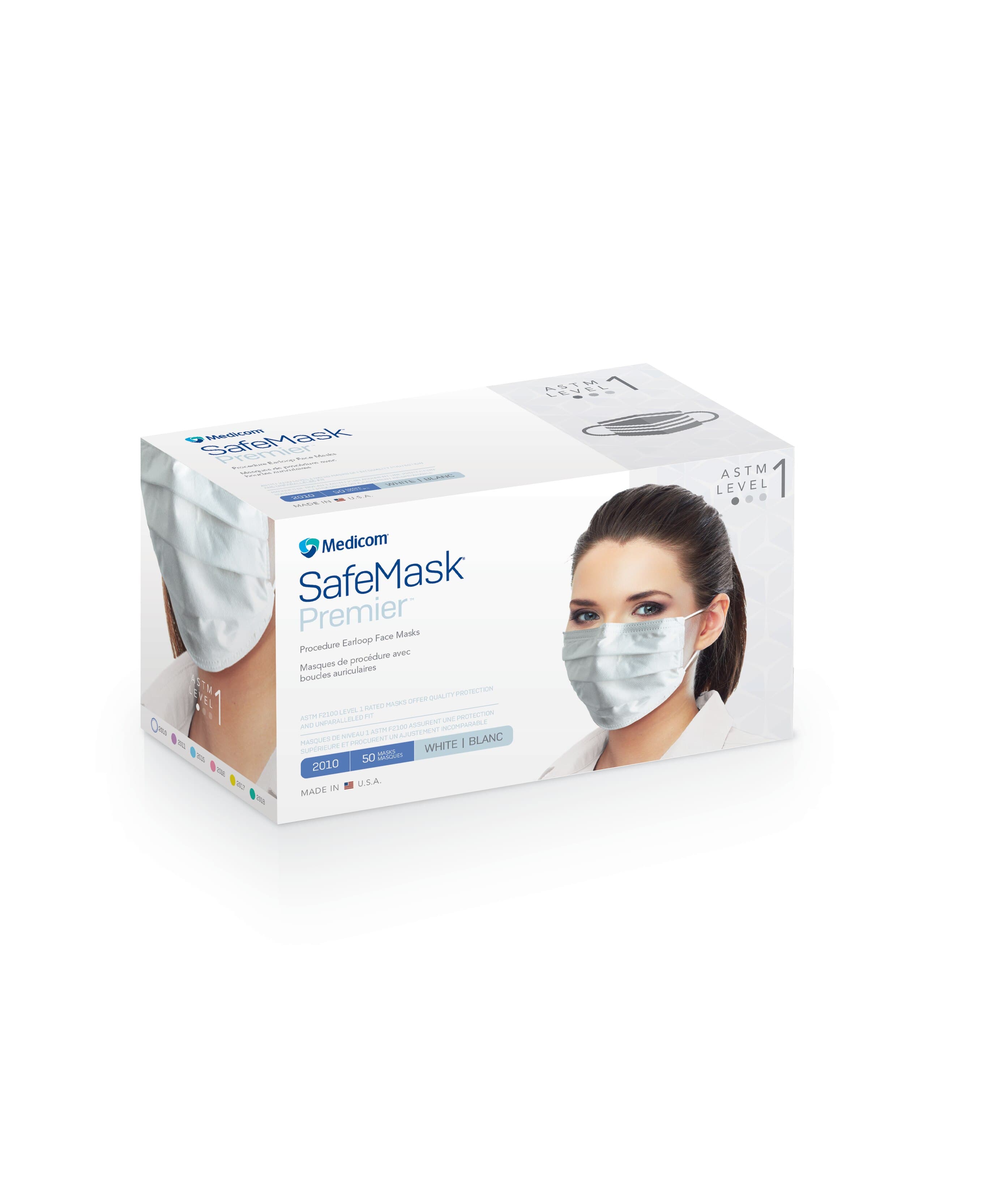 SafeMask Premier Procedure Earloop Face Mask, ASTM Level 1, White, 50/Box, 2010 thumbnail 12