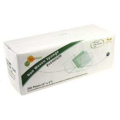 BeeSure Premium Non-Woven Sponges, 4" x 4", 4-Ply Rayon/Polyester, 50g/m², Non-Sterile, 2000/Pk thumbnail 3