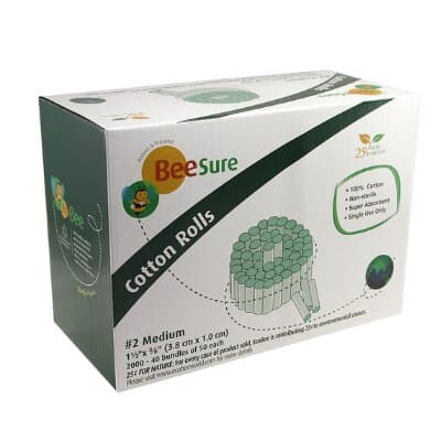 BeeSure Cotton Rolls #2 Medium, 1-1/2" x 3/8", Non-Sterile, 100% Cotton, 2000/Box, BE1820 thumbnail 6