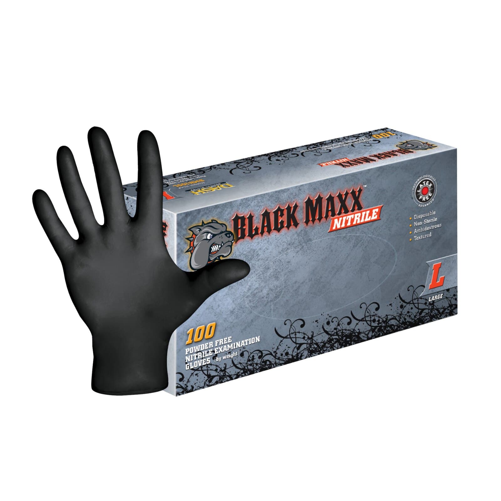 Black Maxx Nitrile Exam Gloves, Powder-Free, Non-Sterile, Large, Black, 100/Box, BMN100L thumbnail 10