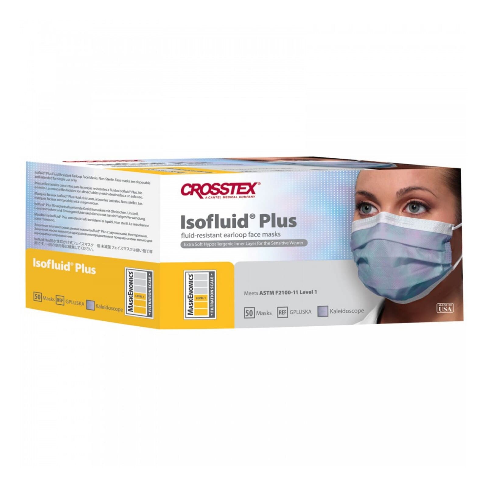Isofluid Plus Earloop Face Mask, ASTM Level 1, Kaleidoscope, One Size Fits Most, 50/Box, GPLUSKA thumbnail 11