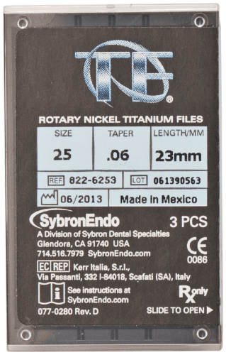 TF Twisted Nickel-Titanium Rotary File, 23 mm, 0.06 Taper, #25, Red, 3/Pk, 822-6253 thumbnail 14