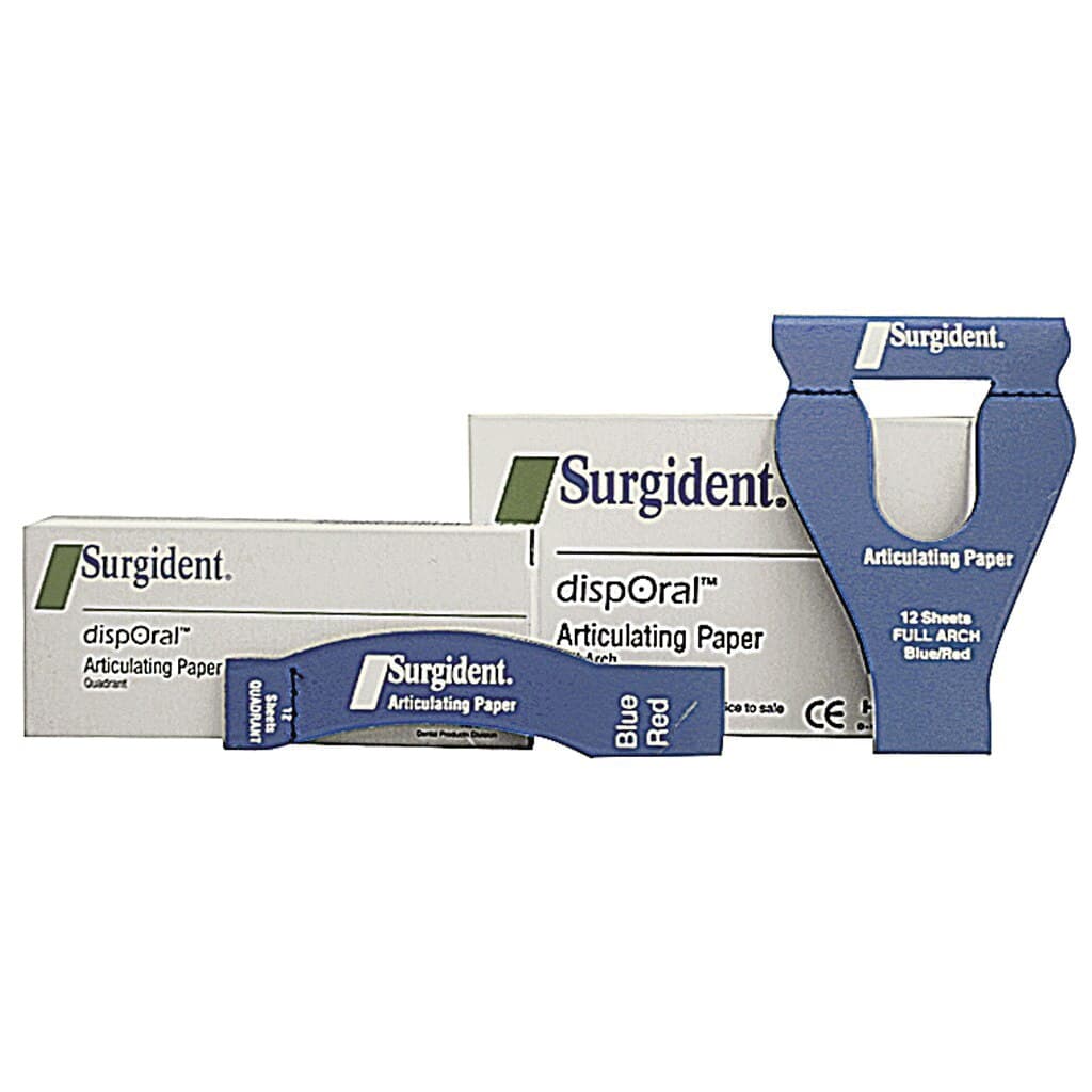 Surgident dispOral Horseshoe Articulating Paper, Red/Blue, 72 Microns, 12 Sheets/Book, 6 Books/Box, 50099120 thumbnail 3