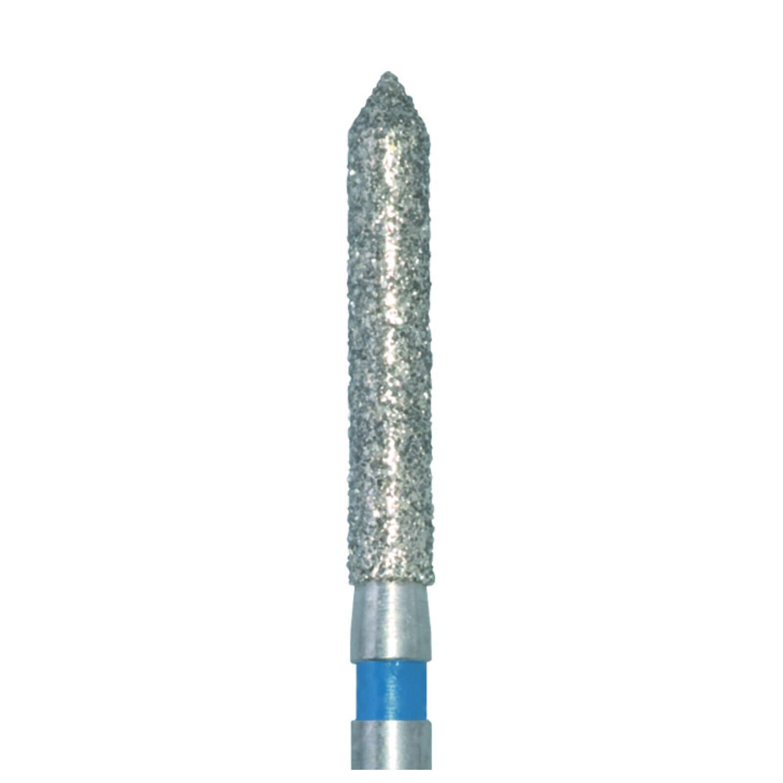 Meisinger Diamond Bur, FG, Medium Grit, Blue Ring, Pointed Cylinder (Bevel Tip), 886-016, 1.6 mm Diameter, 10 mm Head Length, Pack of 5 thumbnail 3