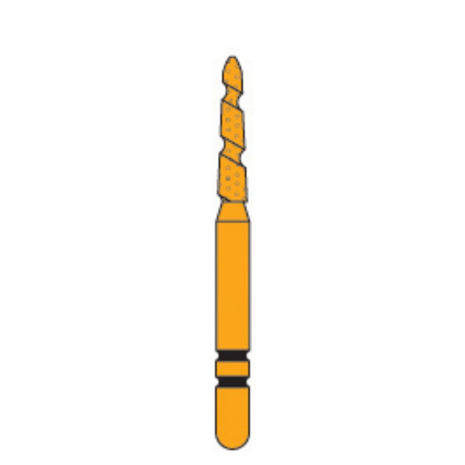Two Striper TS2000 Gold-Plated Curettage Diamond Bur, FG, Coarse, Cone Bevel End, 2006.7GC, 1.4 mm Major/0.9 mm Minor Diameter, 7.0 mm Length, 5/Pk, 2000067 thumbnail 3
