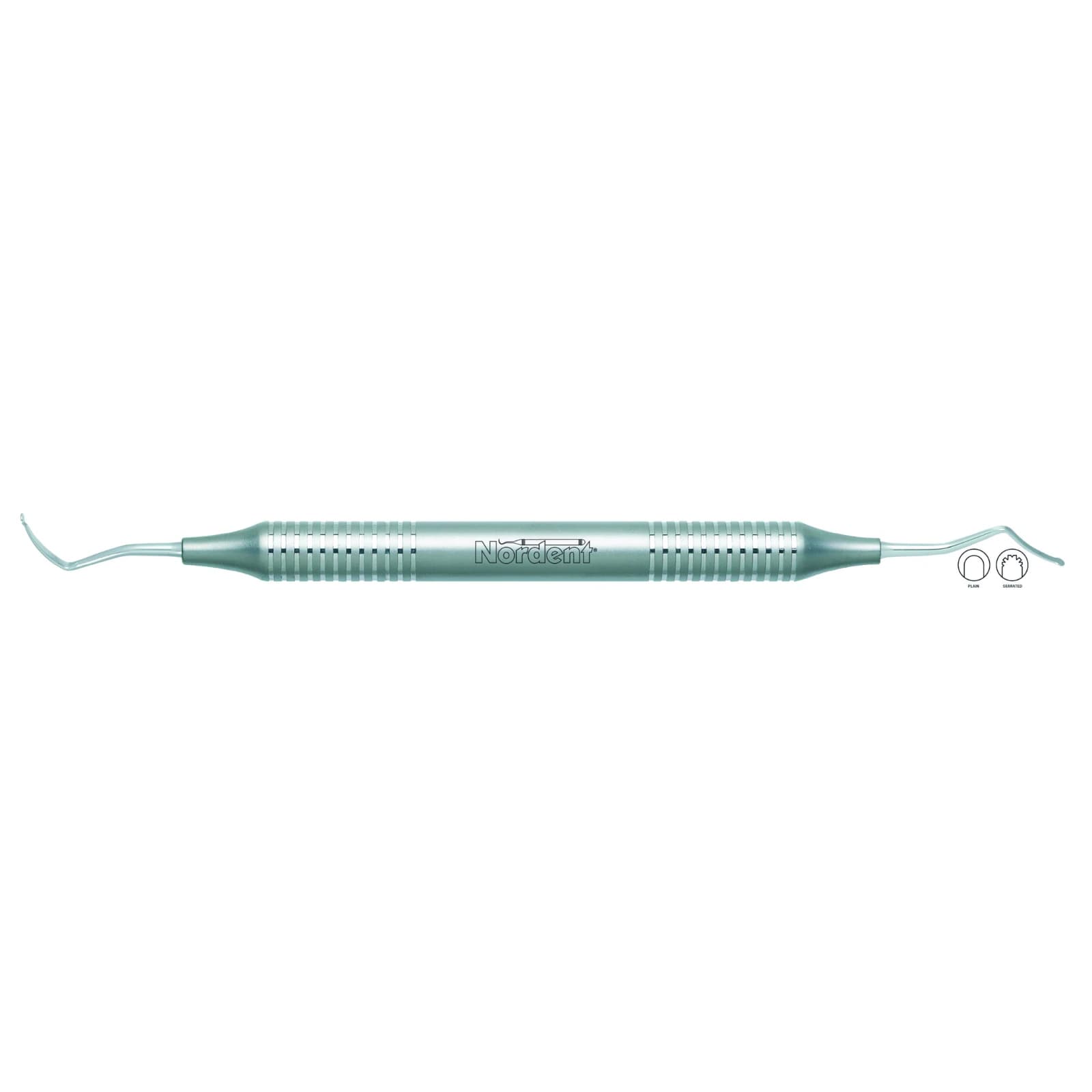 Nordent #222 Gingival Cord Packer, Double-End, Serrated Anatomical Tips, DuraLite Round Handle, REGPNS222 - #222 Nordent Curved Blade Gingival Cord Packer Serrated Tip DURALite Round Handle Double-end - Image 1