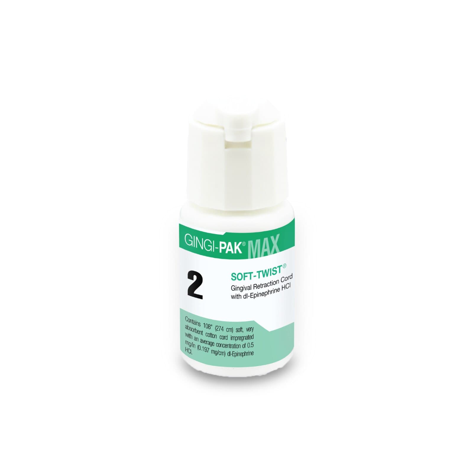 Gingi-Pak MAX Soft-Twist #2 Medium Epinephrine Retraction Cord, 100% Cotton, 108" Bottle, 10110M thumbnail 3