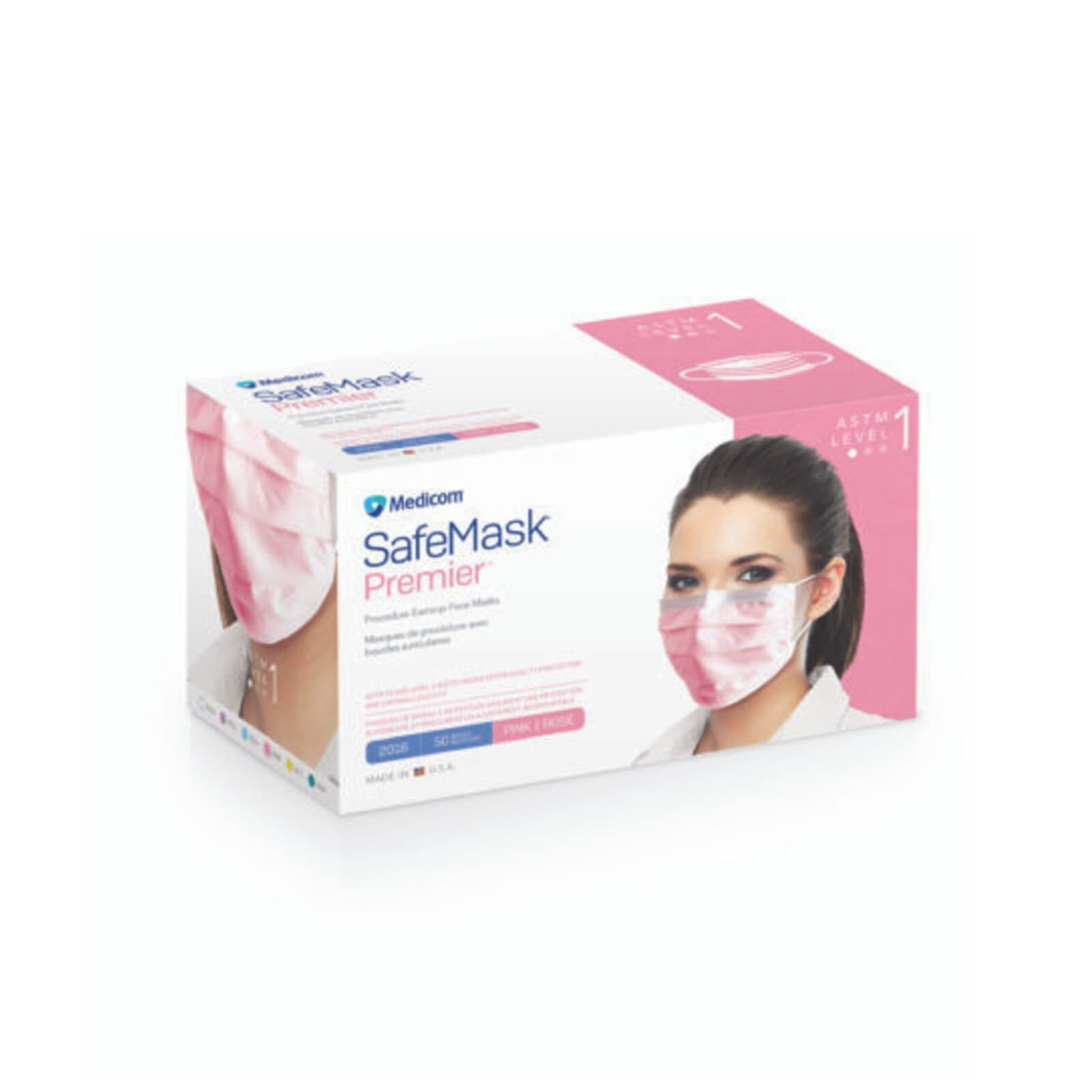 SafeMask® Premier™ Procedure Earloop Face Mask, ASTM Level 1, Pink, One Size Fits Most, 50/Box, 2016 thumbnail 13