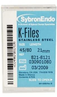 Kerr K-Files, 21 mm, Stainless Steel, Assorted Sizes #45-80, Color-Coded Plastic Handle, 6/Pack, 821-8121 thumbnail 3
