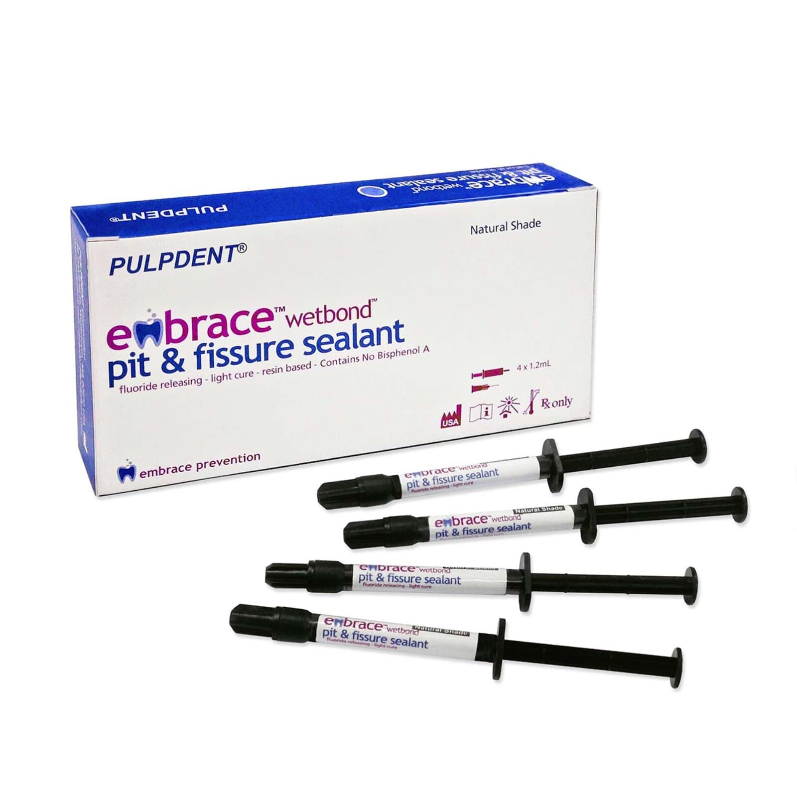 Pulpdent Embrace WetBond Pit & Fissure Sealant, Natural Shade, 1.2 mL Syringe, 4/Pk Kit with 20 Applicator Tips, EMS thumbnail 7