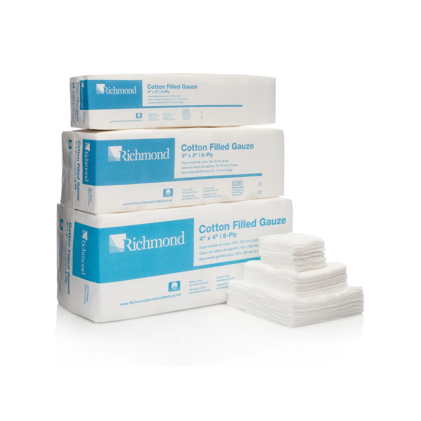 Richmond Cotton-Filled Exodontia Sponges, 2" x 2", 8-Ply, Non-Sterile, 200/Sleeve, 25 Sleeves/Case, 5000/Cs, 300410 thumbnail 3