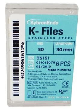 Kerr K-Files, Stainless Steel, 30 mm, #50, Yellow, 6/Pk, 06161 thumbnail 8
