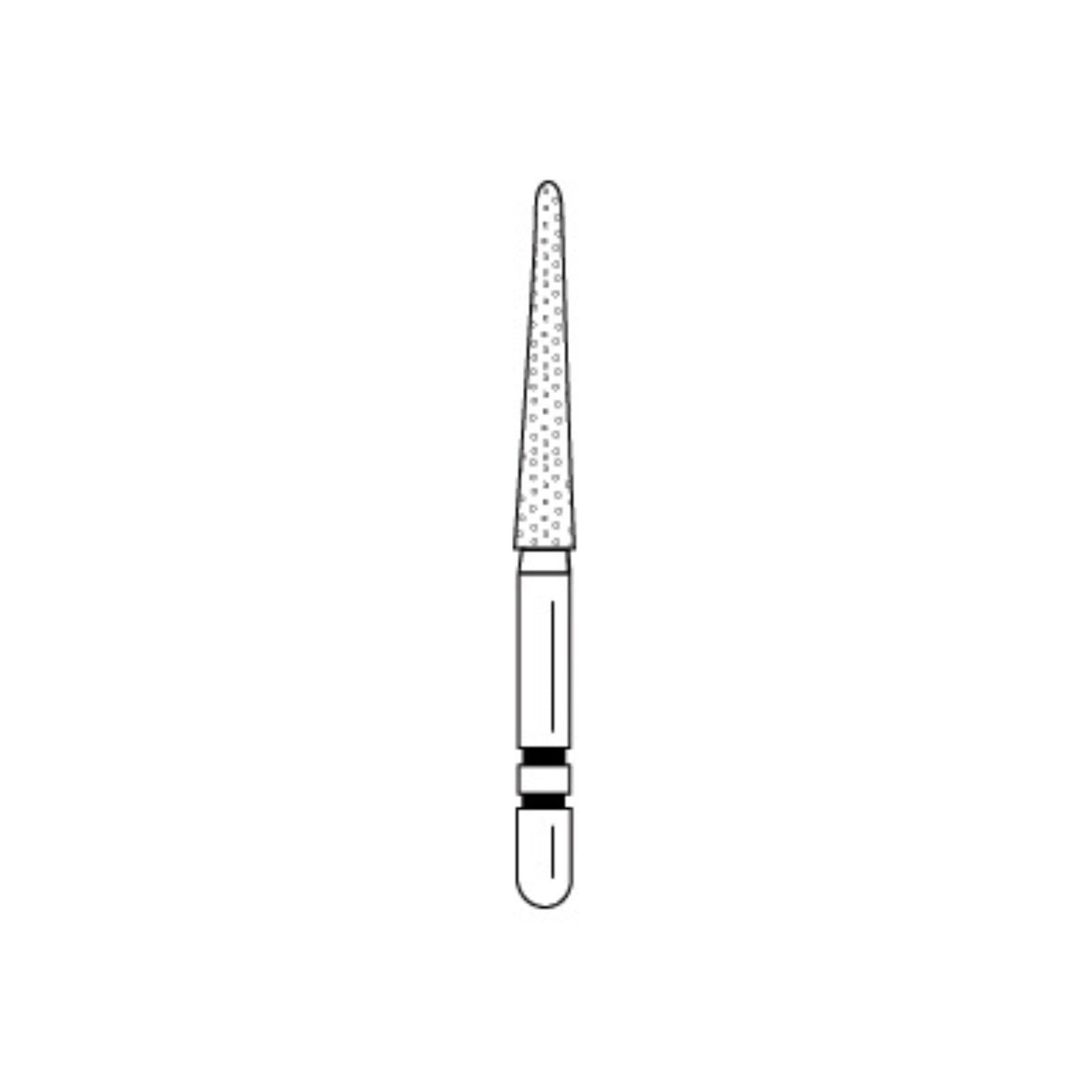 Two Striper Diamond Bur, FG, Round-End Taper, #799.11, 1.8 mm Major/0.8 mm Minor Diameter, 11 mm Length, Very Fine, Yellow, 5/Pk, 2015535 thumbnail 3