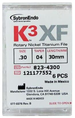 Kerr K3 XF NiTi Rotary Files, #30 Tip, .04 Taper, 30mm, Blue, 6/Pk, 823-4300 thumbnail 9