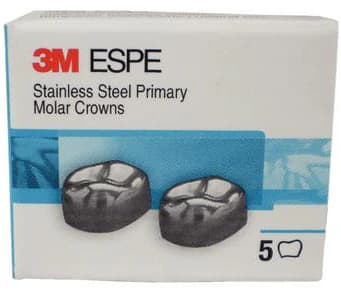 3M ESPE Stainless Steel Primary Molar Crown, First Primary Molar, Lower Right, Size DLR6, Refill Box of 5, D-LR-6 thumbnail 7