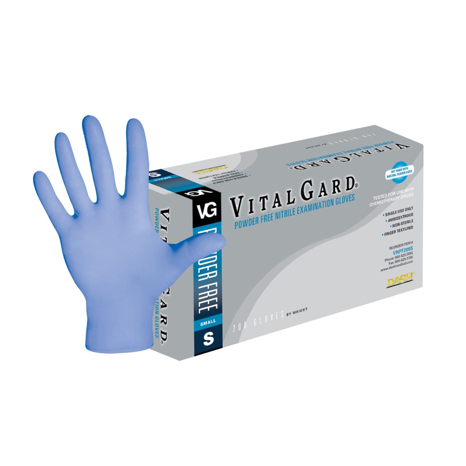 VitalGard Nitrile Exam Gloves, Powder Free, Latex Free, Small, Blue, 100/Box, VNPF100S thumbnail 10