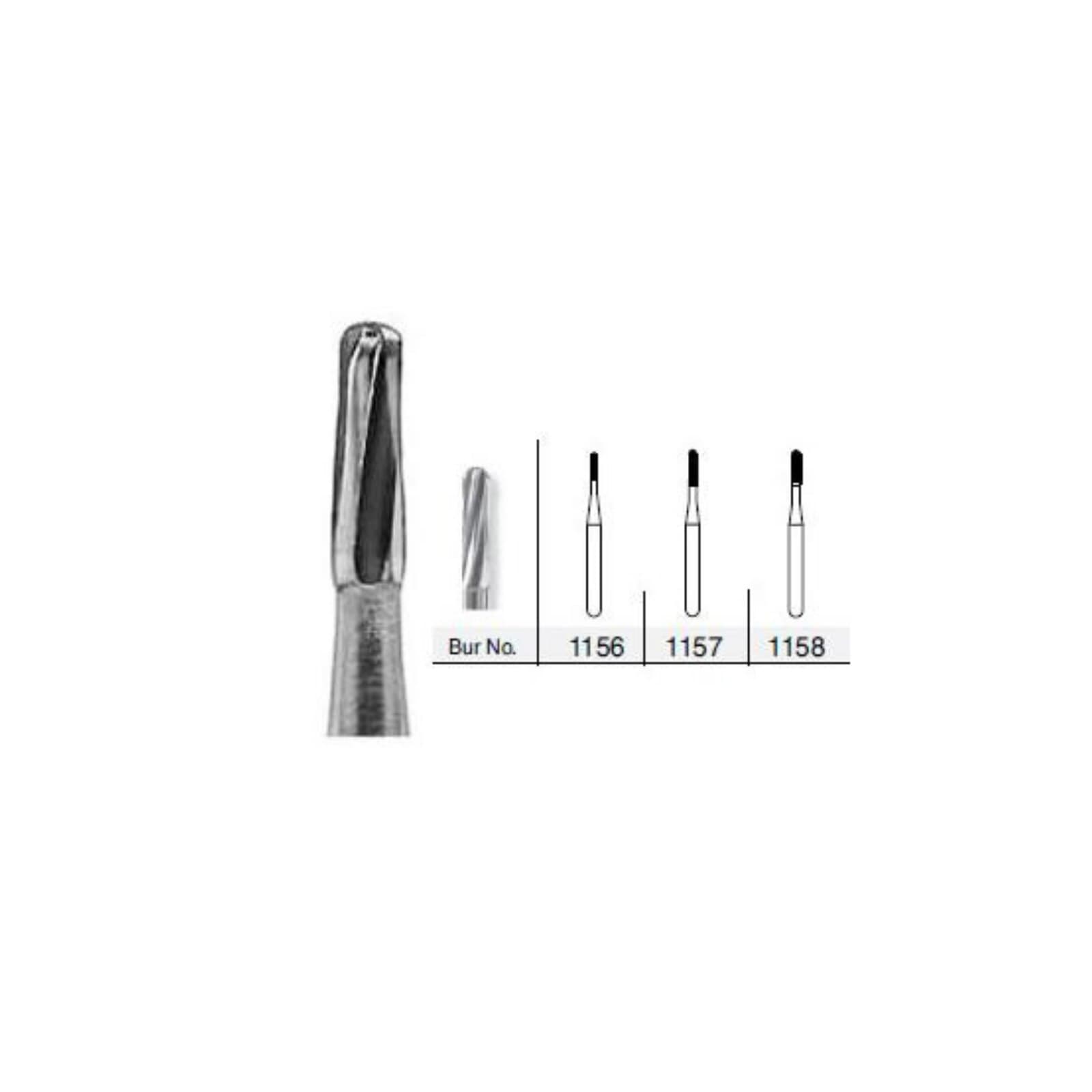 KaVo Kerr Regular Operative Carbide Bur #1158, FG Friction Grip, Straight Dome End, 6 Flute, 1.2 mm Diameter, 3.7 mm Length, 100/Pkg thumbnail 2