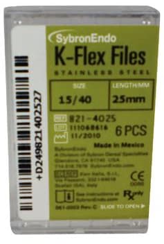 Kerr K-Flex Stainless Steel Hand Files, 25mm, #15-40 Assorted, Color-Coded Plastic Handle, 6/Pk, 821-4025 thumbnail 8